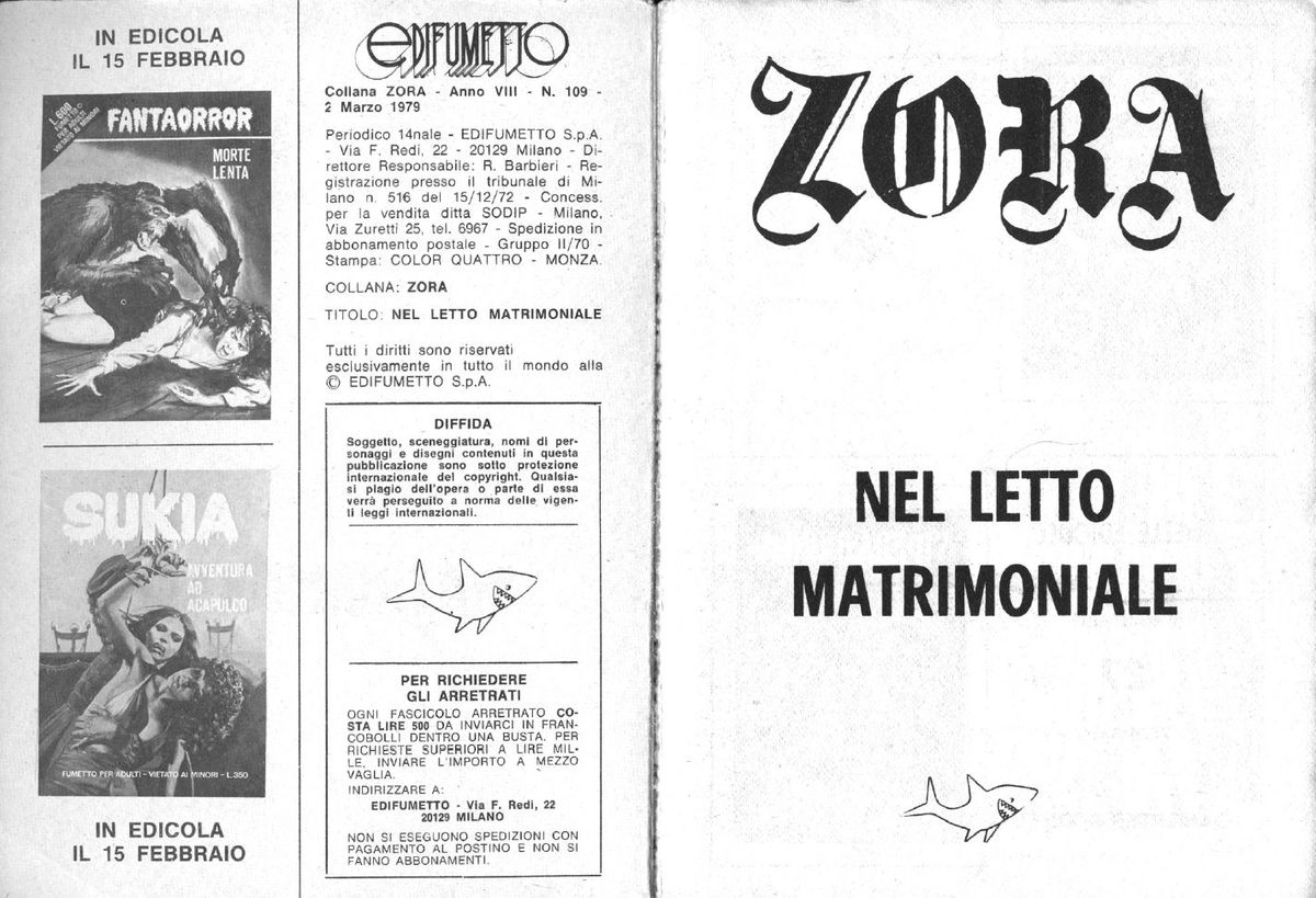 Excellente- ZORA n 109 - Nel letto matrimoniale [extreme & crazy comics]