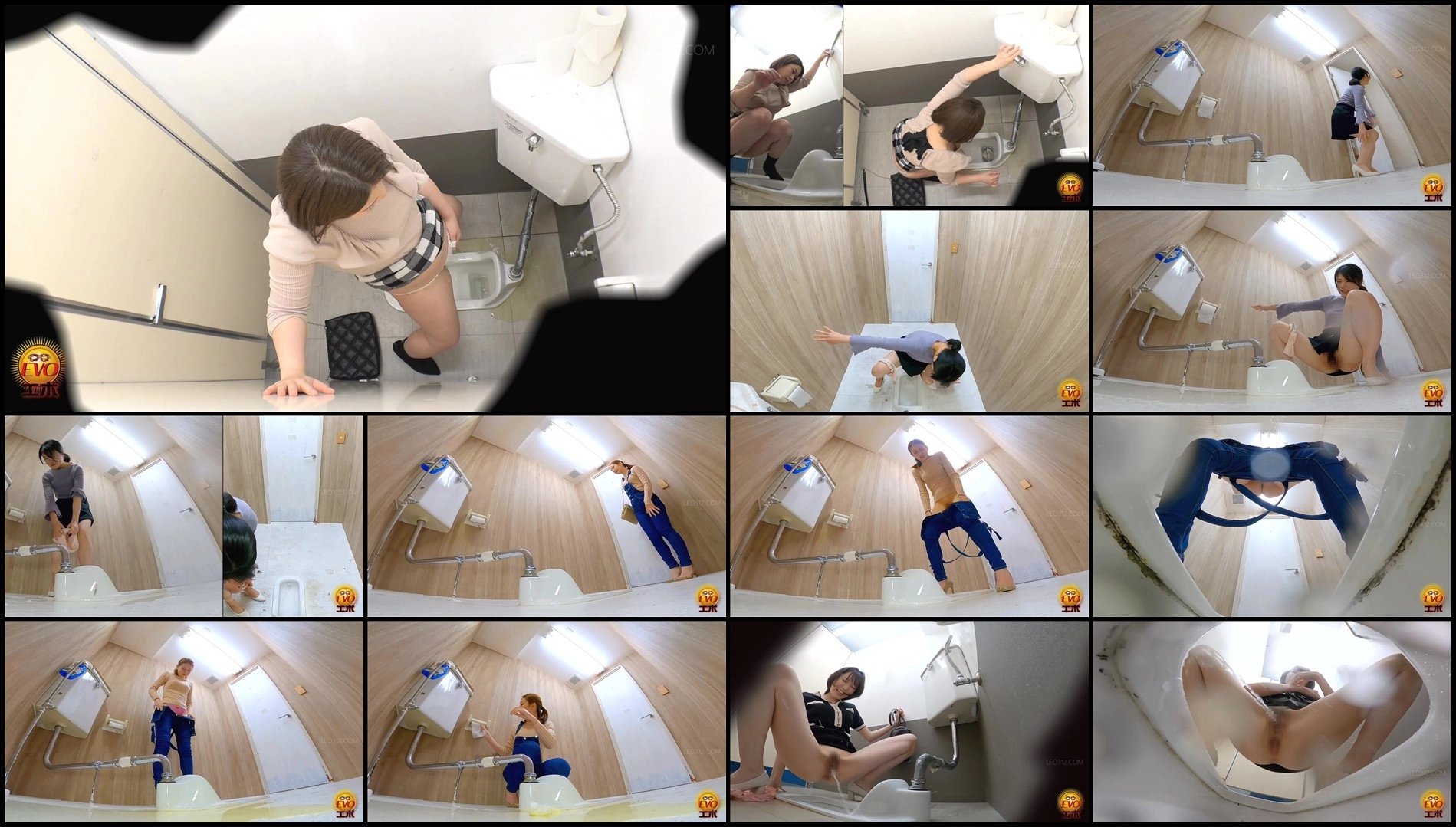 EE-775-Public toilet hidden camera women jumping inside the toilet and popping the cork of urine ...