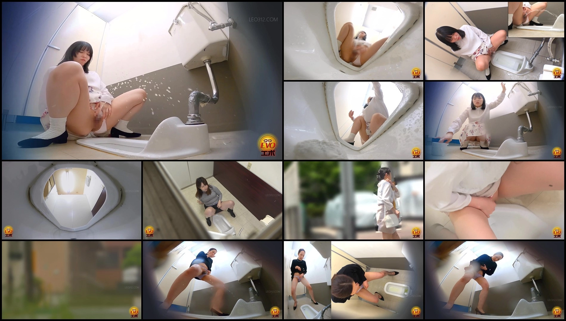 EE-775-Public toilet hidden camera women jumping inside the toilet and popping the cork of urine ...
