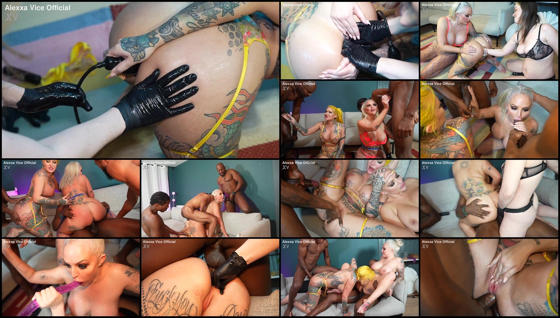 Alexxa Vice, Louise Lee, Cate McQueen fisting and dildos fuck gangbang