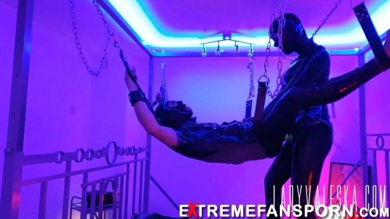 Lady Valeska - Rubber Slave Fucked In Sling