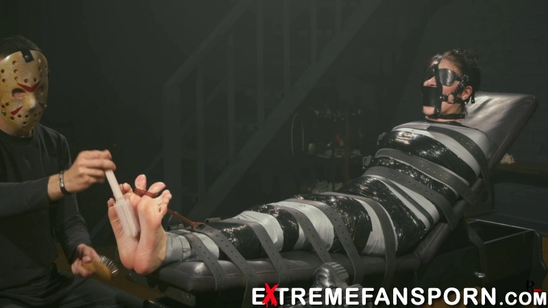 RFStudioProduction – Pandora Gagged and Tightly Wrapped – Mummified Bundle with Sweaty Bare Feet ...