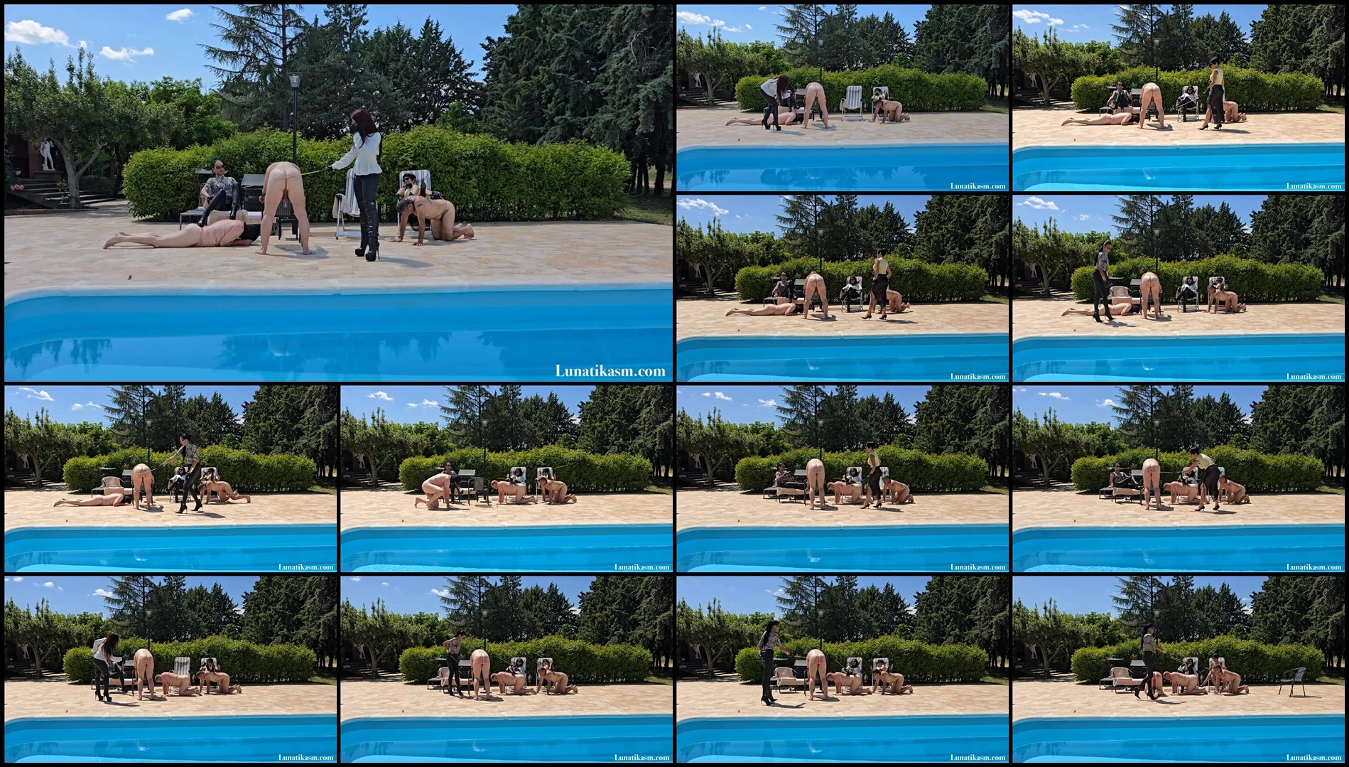 Mistress Lunatika - Lunatikasm - Multiple Caning At The Pool Part 2-Femdom