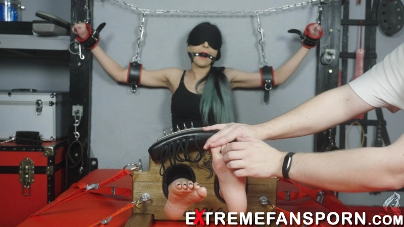 Interrogation Tickling – Jezebel Lee Toetied in the Stocks in a BDSM Dungeon-mf, TicklingFeet