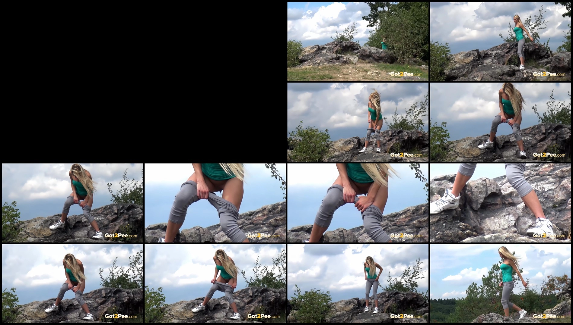 Laura pisses on peak of a hill